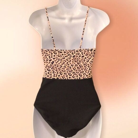 No Boundaries One Piece Leopard Print And Black Swimsuit Size S 3/5‎ Juniors - Picture 8 of 16